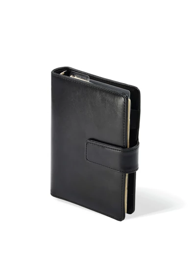 L223 gyűrűs kalendárium, filofax, fekete műbőr, 