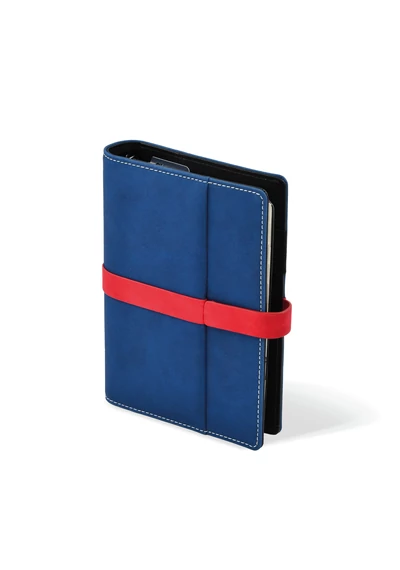 M225 gyűrűs kalendárium, filofax, kék-piros műbőr, 