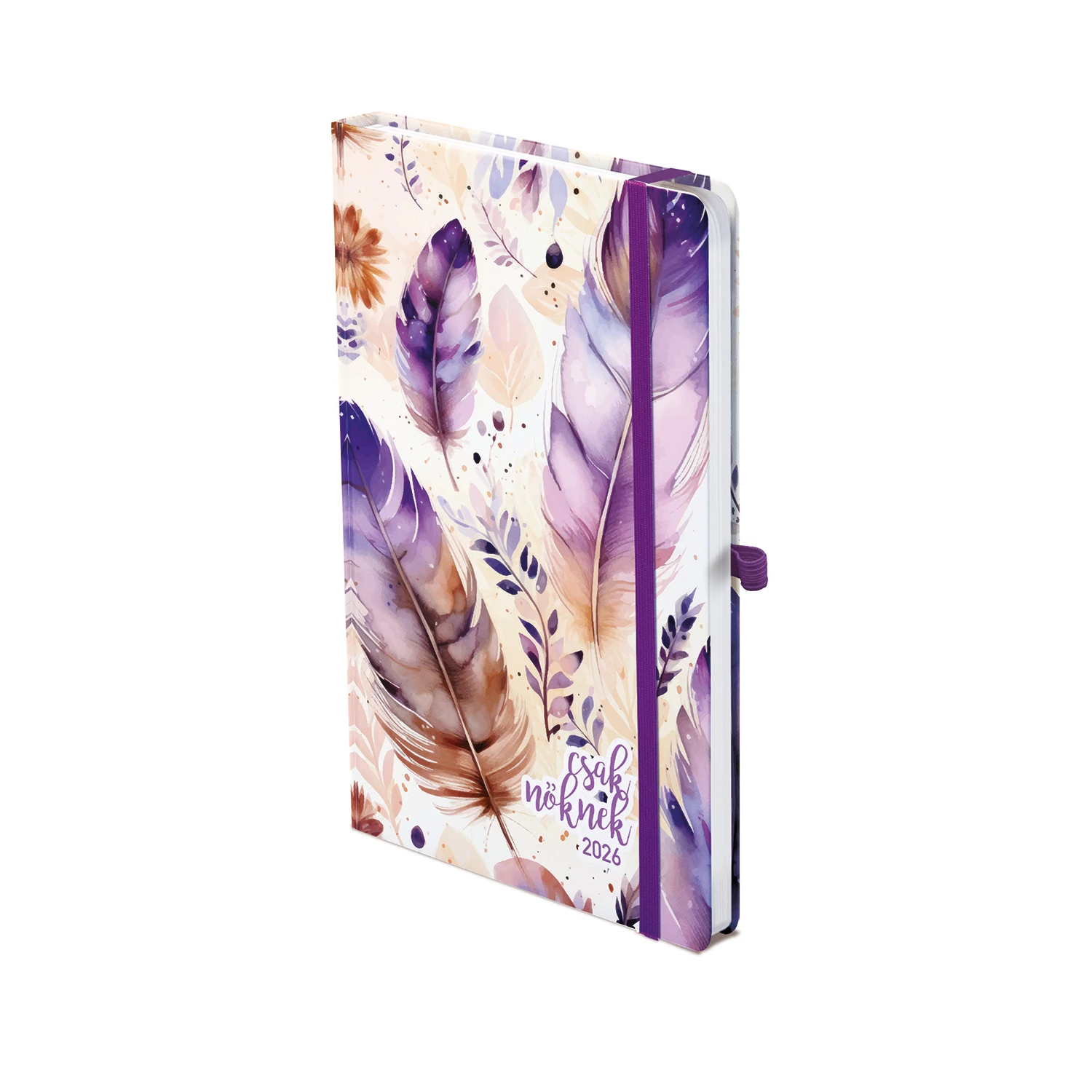 Csak nőknek - tervező naptár lila toll - 2026