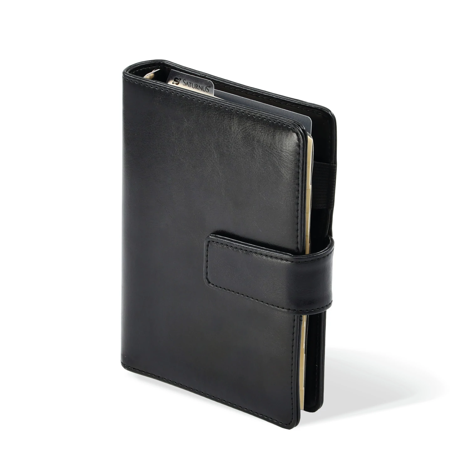 L223 fekete műbőr gyűrűs kalendárium, filofax